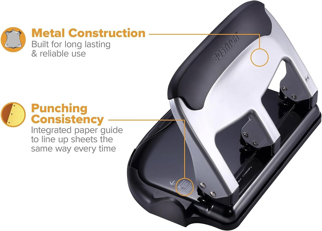 Bostitch Office EZ Squeeze Heavy Duty 3-Locher, 40 Blatt Kapazität, verbraucht weniger Kraft, perfek