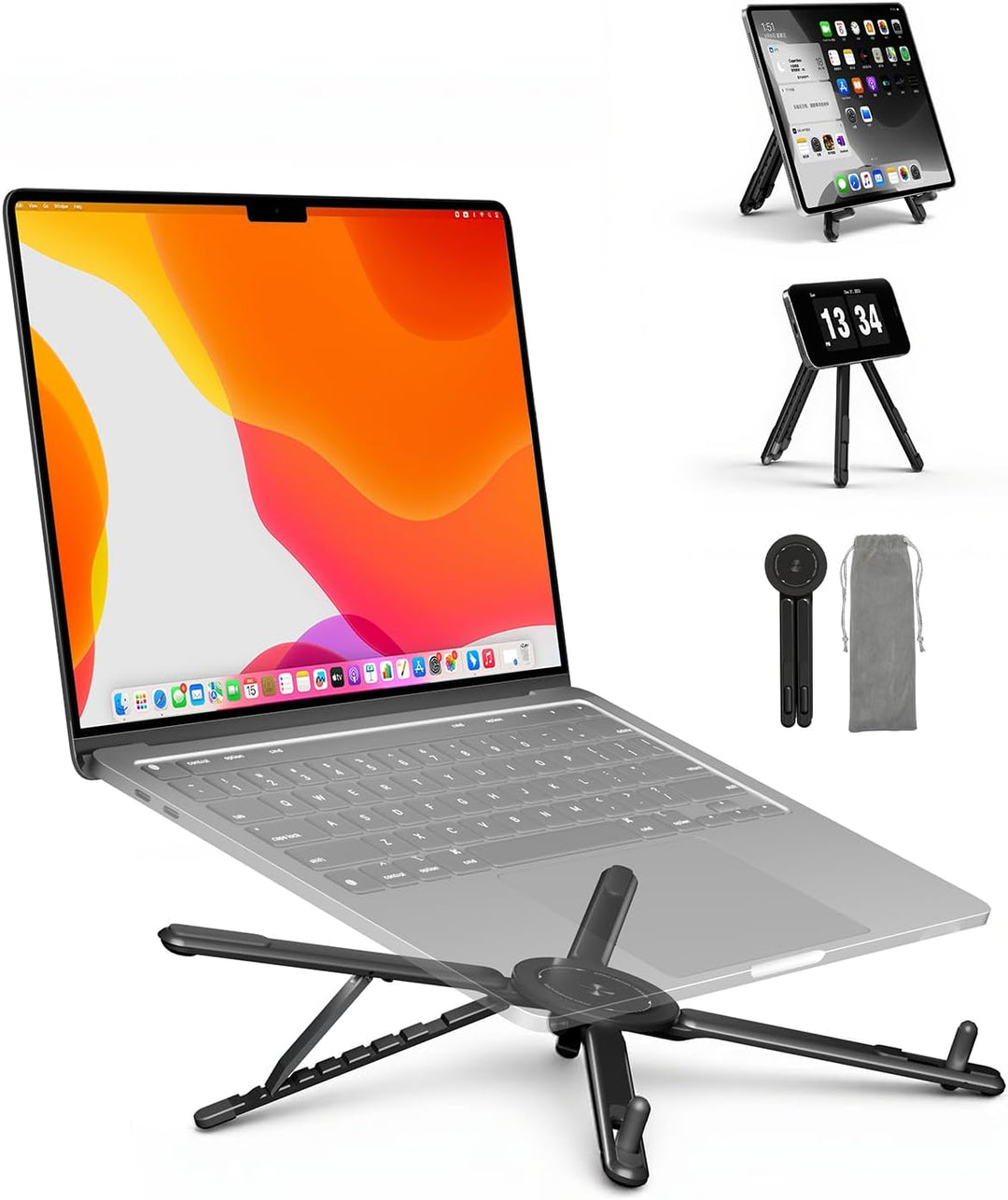 SupeDesk Laptop Ständer tragbar,3-in-1 höhen- und winkelverstellbarer Laptopständer aus leichter Alu