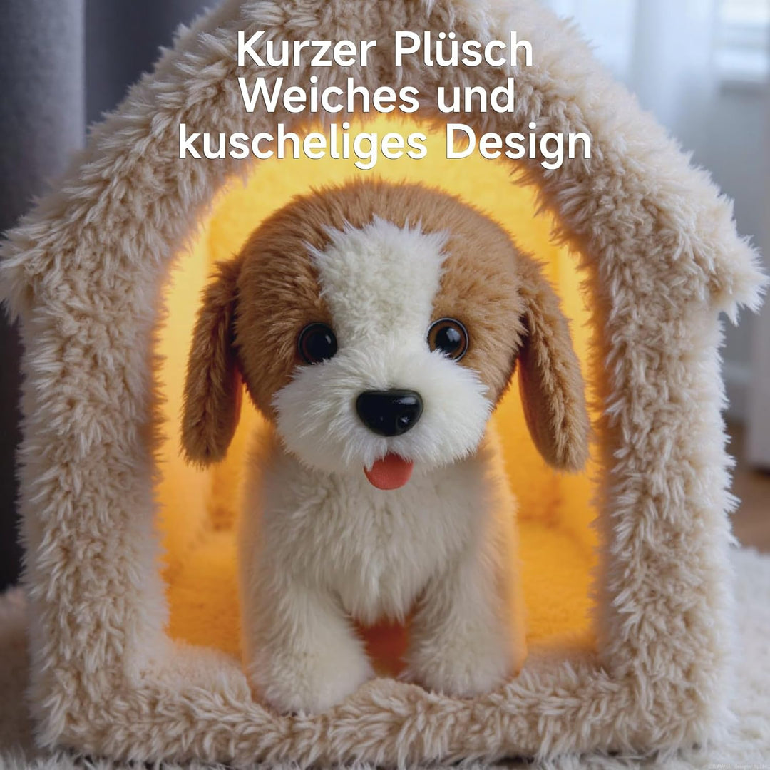 OR OR TU Spielzeug Hund der Läuft und Bellt, Realistisches Interaktives Hund Spielzeug Kinder Plüsch