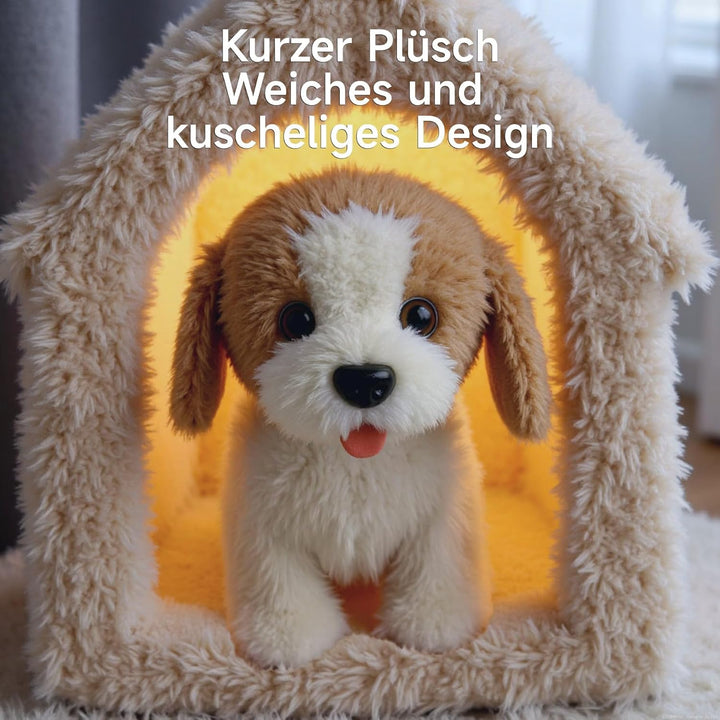 OR OR TU Spielzeug Hund der Läuft und Bellt, Realistisches Interaktives Hund Spielzeug Kinder Plüsch