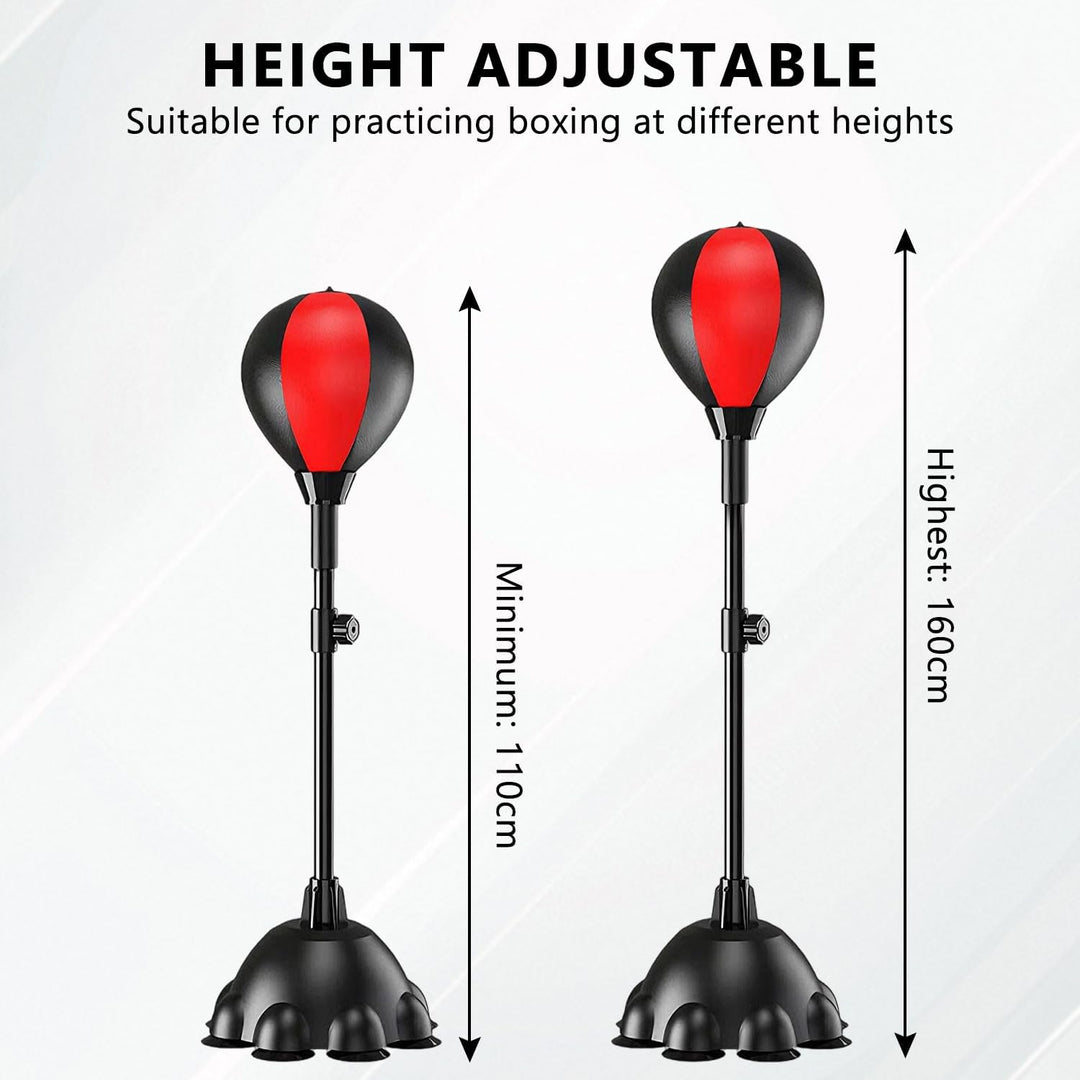 Punching Ball, 110-160cm Höhenverstellbarer Boxständer, Reflexbeutel mit Einem Leistungsstarken Saug