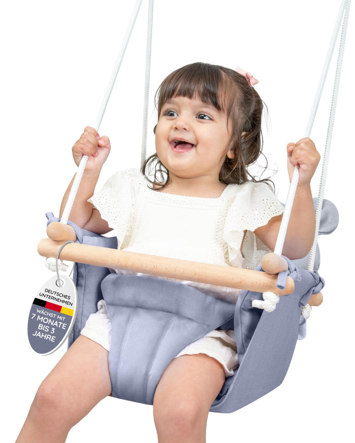 AMAZINGs Baby und Kinderschaukel | Mitwachsende Babyschaukel. Komplettset mit Aufhängung für Indoor