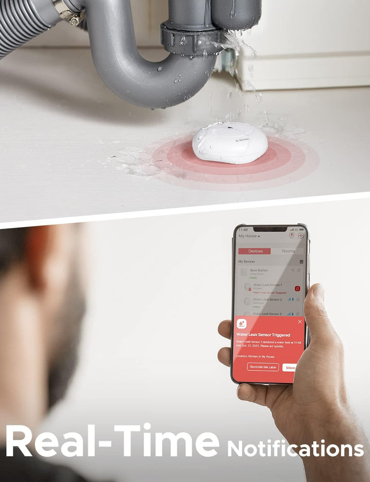 X-Sense Smart Wassermelder mit Batterie, WLAN Wassersensor & Smartwares FGA-13041 Kohlenmonoxid-Meld