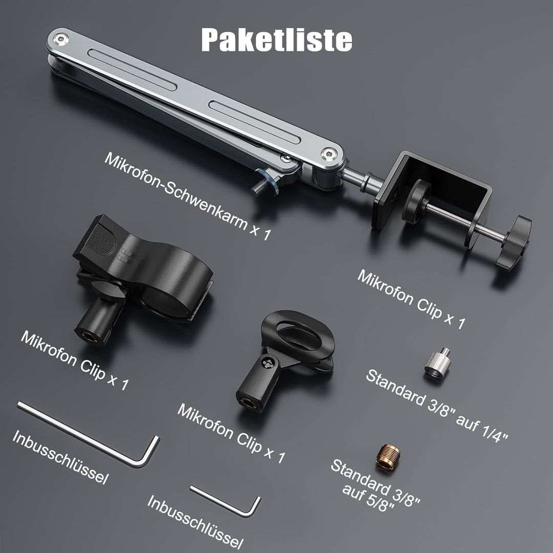 Aluminium Mikrofon Arm Tisch für Live-Streaming, Singe, Gaming | Aluminium Mikrofonständer Schreibti