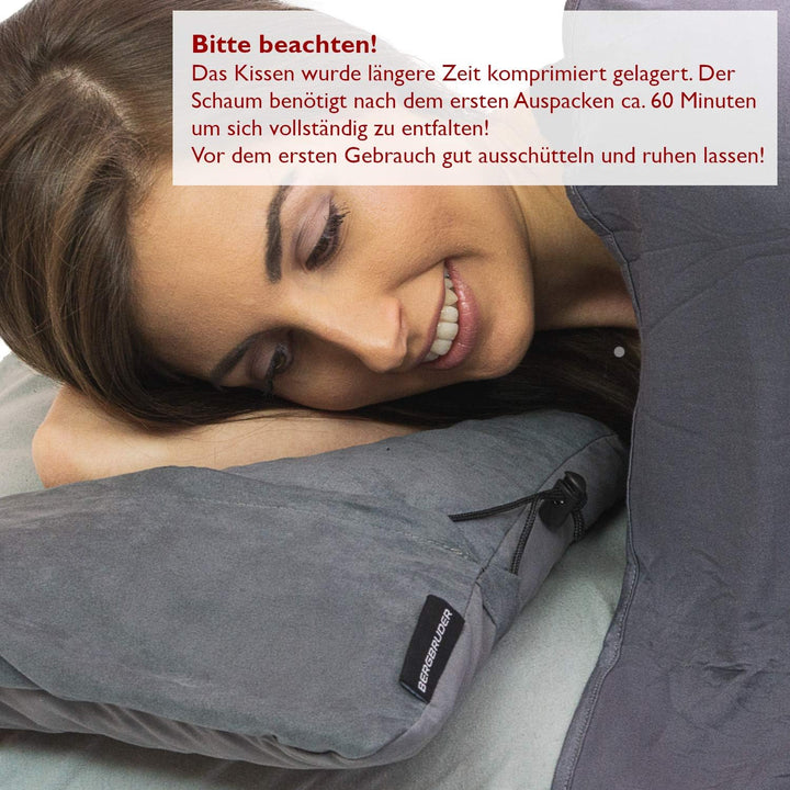 Komprimierbares Reisekissen - Nackenkissen aus zerkleinertem Memory Schaum - Outdoor Camping-Kissen
