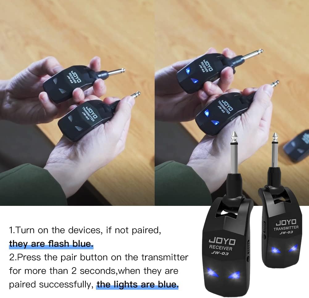 JOYO 2,4 GHz Wireless Guitar System 4 Kanäle Wiederaufladbarer Audio Wireless Transmitter Receiver f