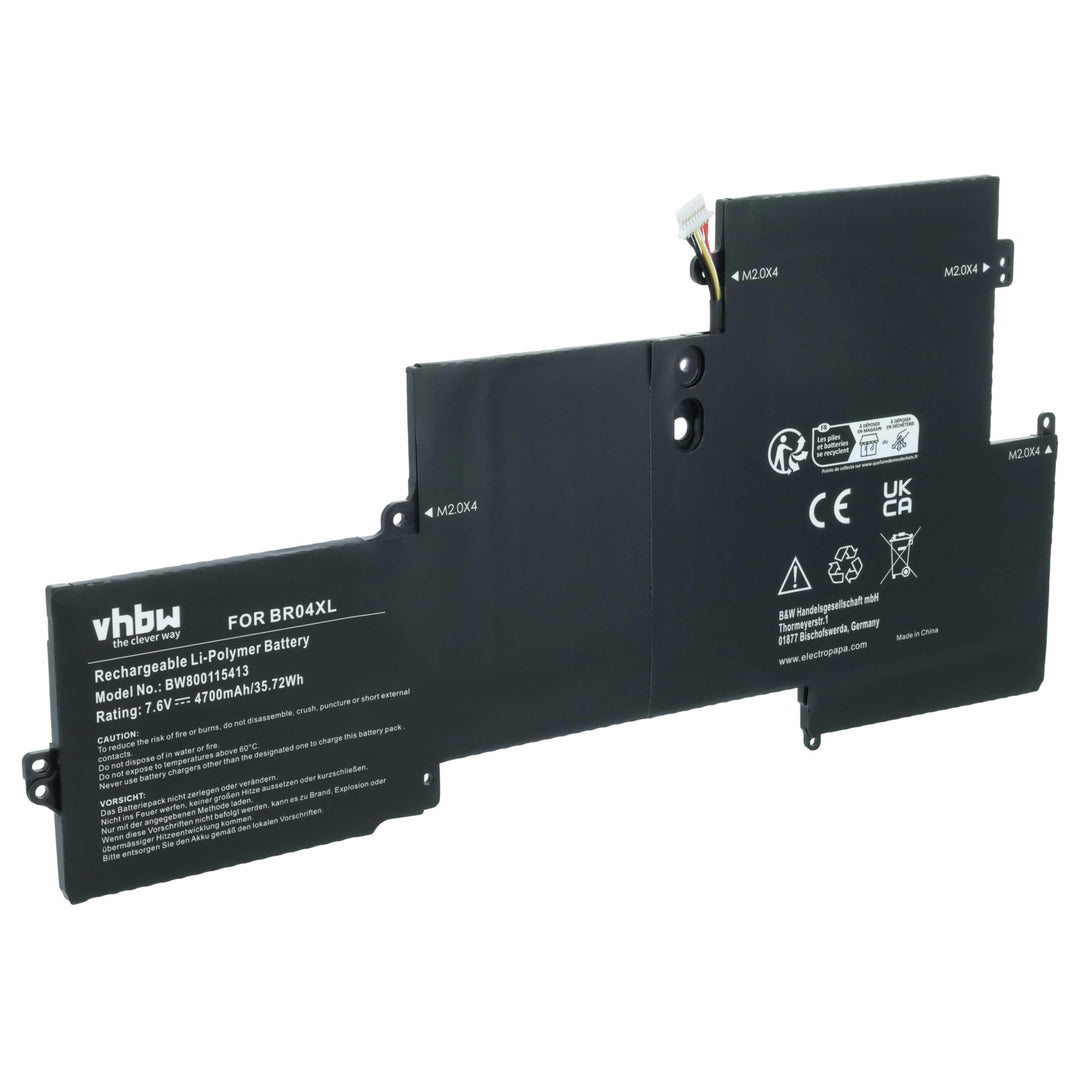 vhbw Akku kompatibel mit HP EliteBook Folio 1020 G1-X0F50US, Folio 1020 G1-X3R41US Notebook (4700mAh