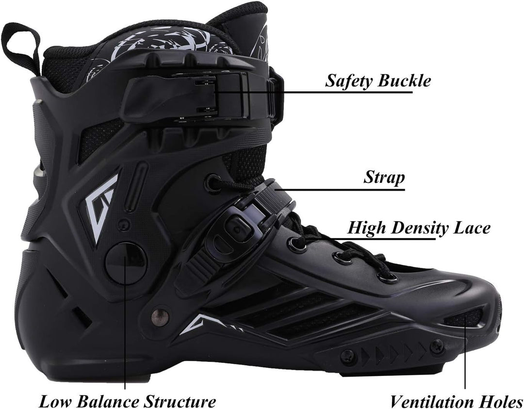 LIKU Black Professional Inline Skates Unisex Men 7,Women 8, Men 7,Women 8