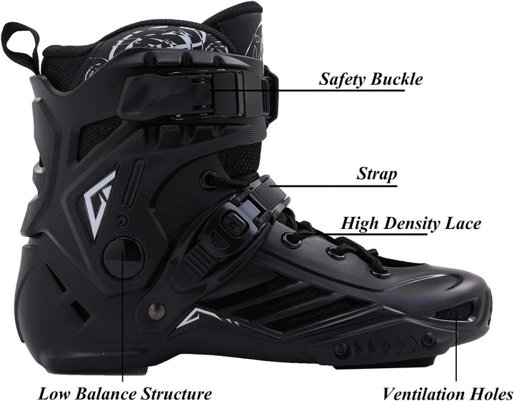 LIKU Black Professional Inline Skates Unisex Men 7,Women 8, Men 7,Women 8