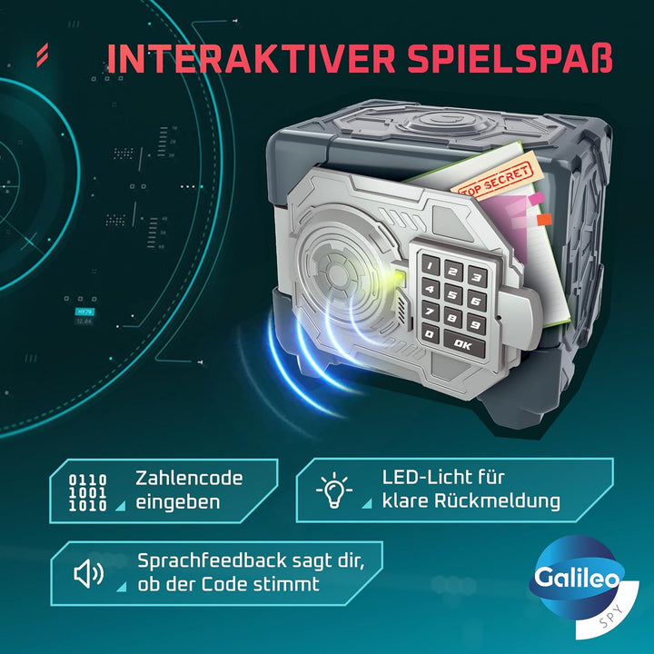 Galileo Spy Digitaler Tresor - Safe mit Alarm & Warnleuchte für Junge Agenten & Spione - Spielzeug f