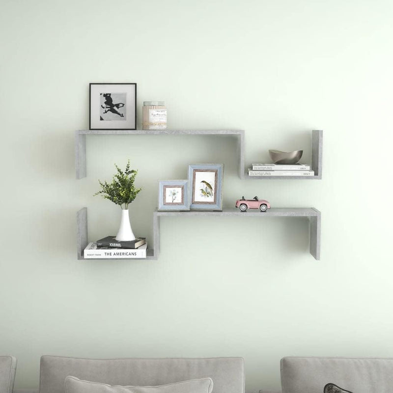 homiuse 100x15x20 cm Wandregale 2 STK. Betongrau BüCherregal Wand Wandregal Holz Regal Wand Wandrega