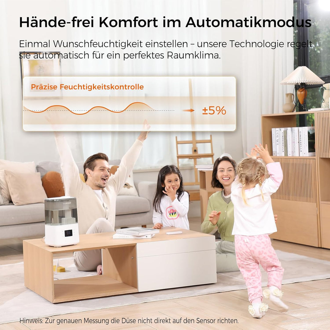 4,5L Luxaid Warm- und Kaltnebel Luftbefeuchter Schlafzimmer Grosse Räume mit Fernbedienung & Hygrost