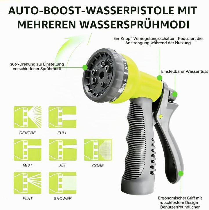 SAEIV Schlauchtrommel 12m Handbetrieb, Wandmontage Gartenschlauchaufroller mit Handbrause, Flexibler
