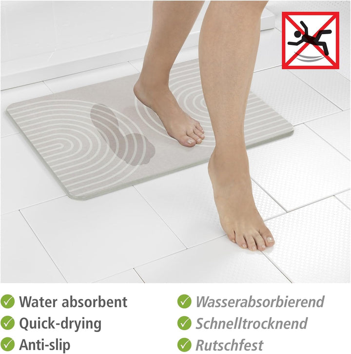WENKO Badematte Mod. Nazca, aus natürlichem Diatomit, rutschfest, wasserabsorbierend und schnelltroc