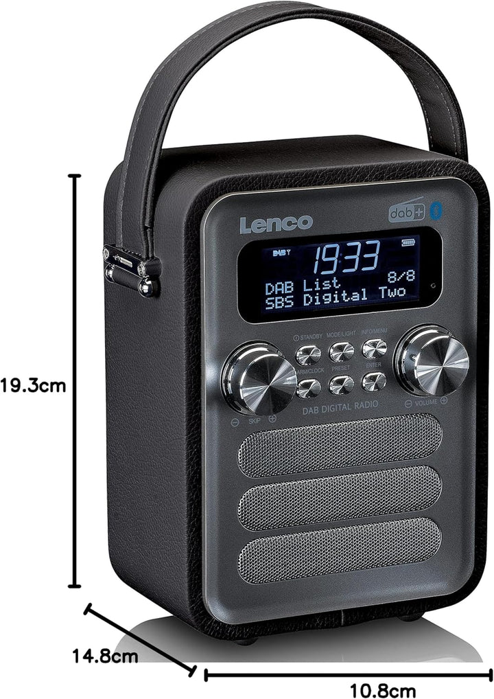 Lenco PDR-051 Tragbares DAB+ Retro Radio - PLL FM Radio mit Bluetooth - Integrierter Akku - 1800mAh
