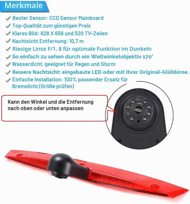1280 * 720 Brake Bremsleuchte Auto Kamera Third roof Bremslicht Rückfahrkamera Replacement for Merce