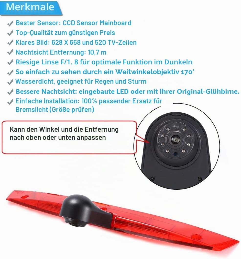 Auto Dritte Dach Top Mount Bremsleuchte Kamera HD wasserdichte Nachtsicht Bremslicht Rückfahrkamera