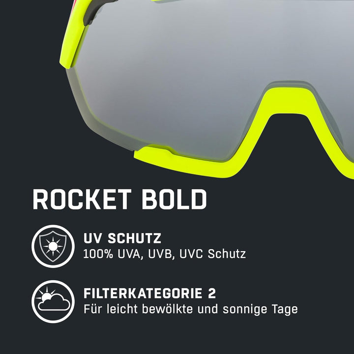 ALPINA ROCKET BOLD - Wasserabweisende und Beschlagfreie Sport- & Fahrradbrille Mit 100% UV-Schutz Fü