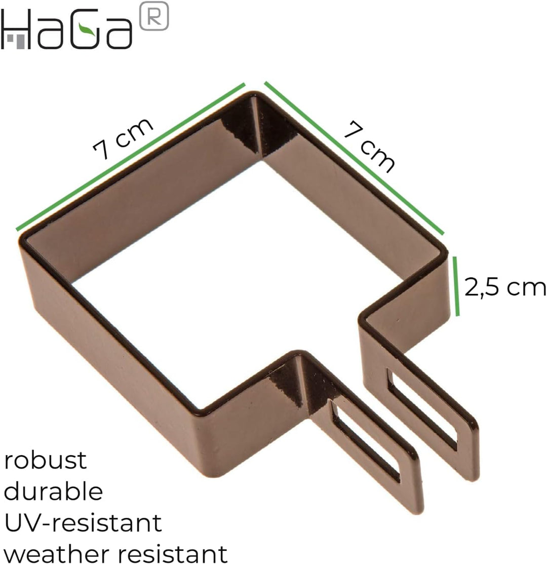 HaGa® Strebenschelle - 7cm x 7cm - Befestigungsschelle - Zaunstreben - Zaunbau- braun - 10 Stück - K