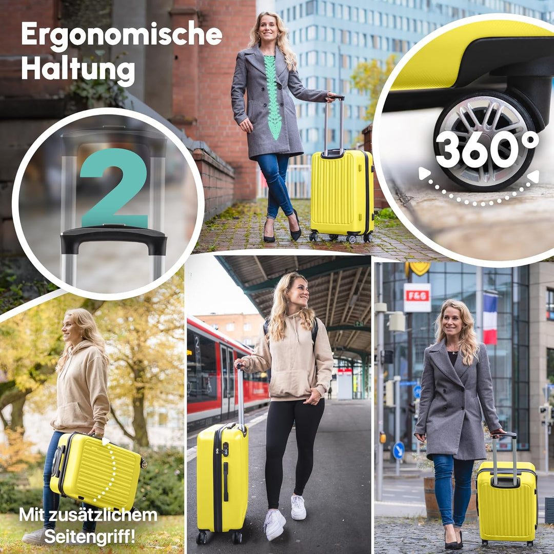 ABS Hartschalenkoffer - Ergonomisch & Sicher - Mittelgrosser Trolley Koffer mit 360° Rädern, Zahlen-