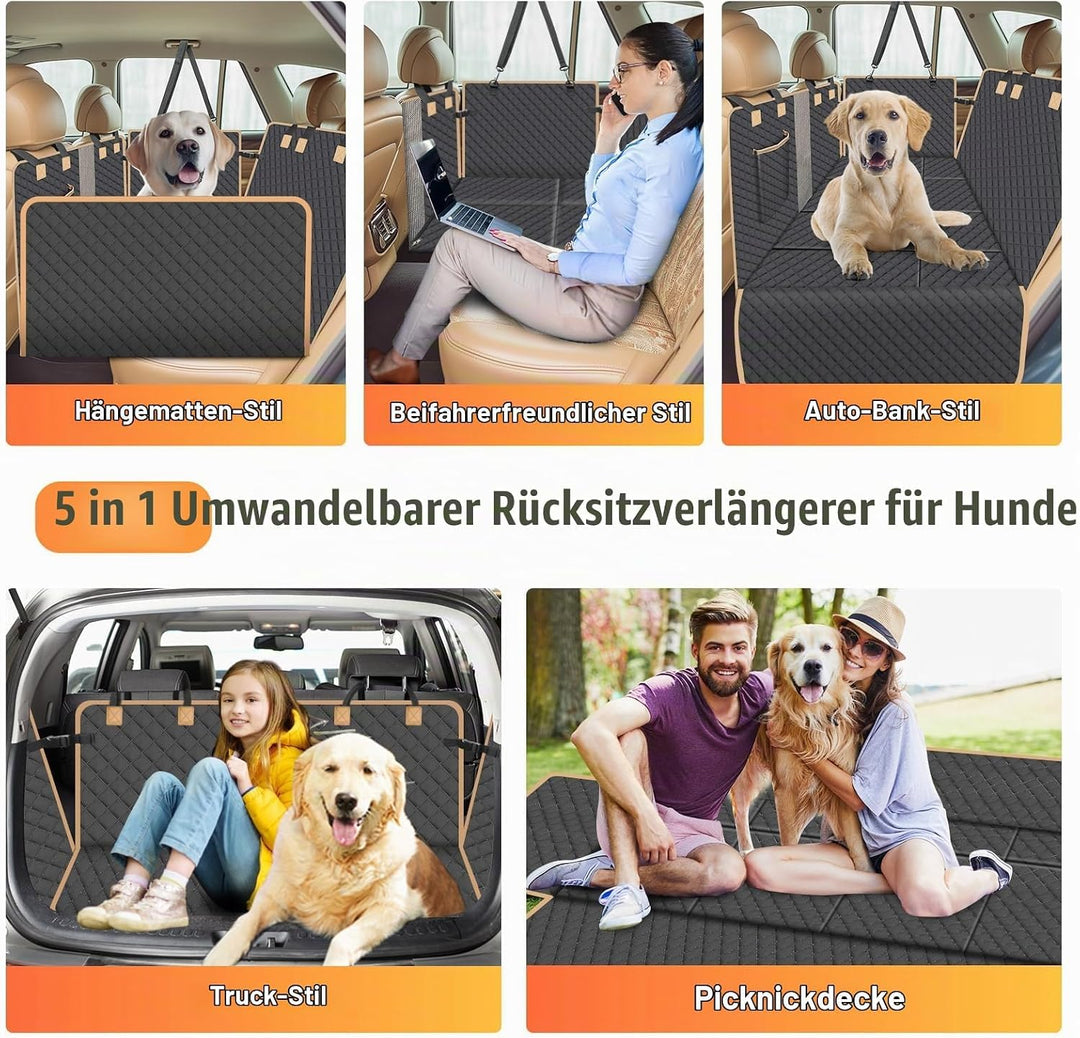 Lekespring Hundedecke Auto Rückbank Fester Boden - 4 Stabile Platten Hundedecke Rücksitzbank mit Har