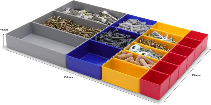 Schubladen Einsatzkasten Mix Set, verschiedene Grössen & Farben, Schubladeneinsätze, Kleinteilesorti