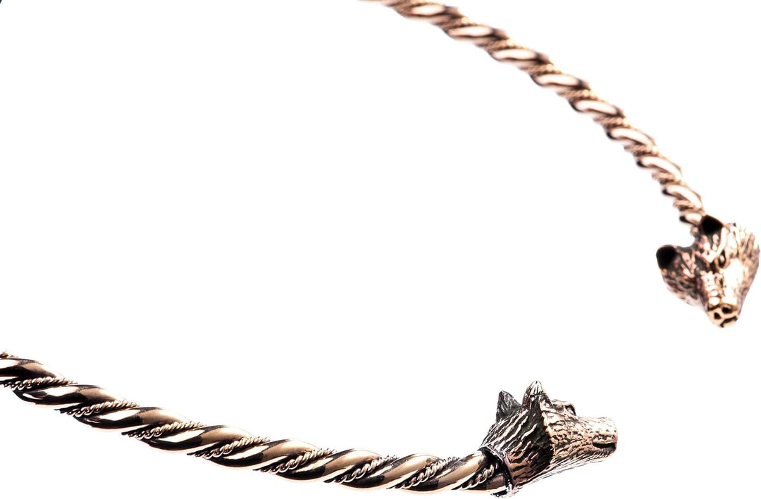 Windalf Männer Torques WULF Ø 14.5 cm Halsschmuck Odins Wölfe Handarbeit aus hochwertiger Bronze
