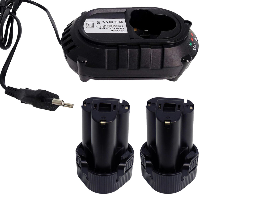2X Ersatz für Makita Akku Typ BL1013 196066-7 10,8V mit DC10WA Ladegerät Lithium-Ionen für Makita CL