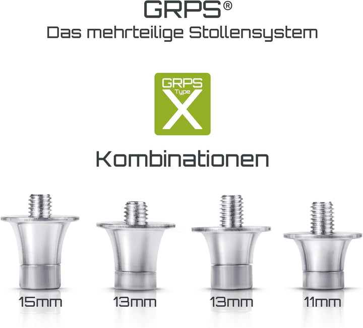 GRPS Type X - Profi Fussball Stollen - Höhe verstellbar 15mm 13mm 11mm Basic, Basic
