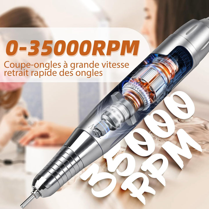 CIVPOWER Nagelfräser für Gelnägel: Professionelle 35000 U/Min Elektrische Nagelfräser mit 4000mAh Ak
