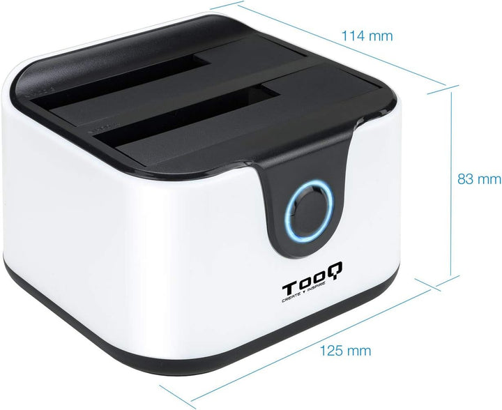 TooQ TQDS-802BW - Dockingstation Anschlussbasis mit doppeltem SATA Schacht für 2,5 und 3,5 Zoll Lauf