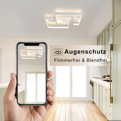 CBJKTX Deckenlampe LED Deckenleuchte Wohnzimmer 35W Dimmbar Wohnzimmerlampe Modern mit Fernbedienung