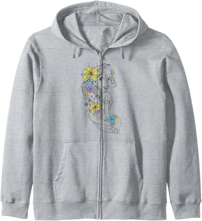 Disney Tangled Rapunzel Floral Pencil Sketch Kapuzenjacke