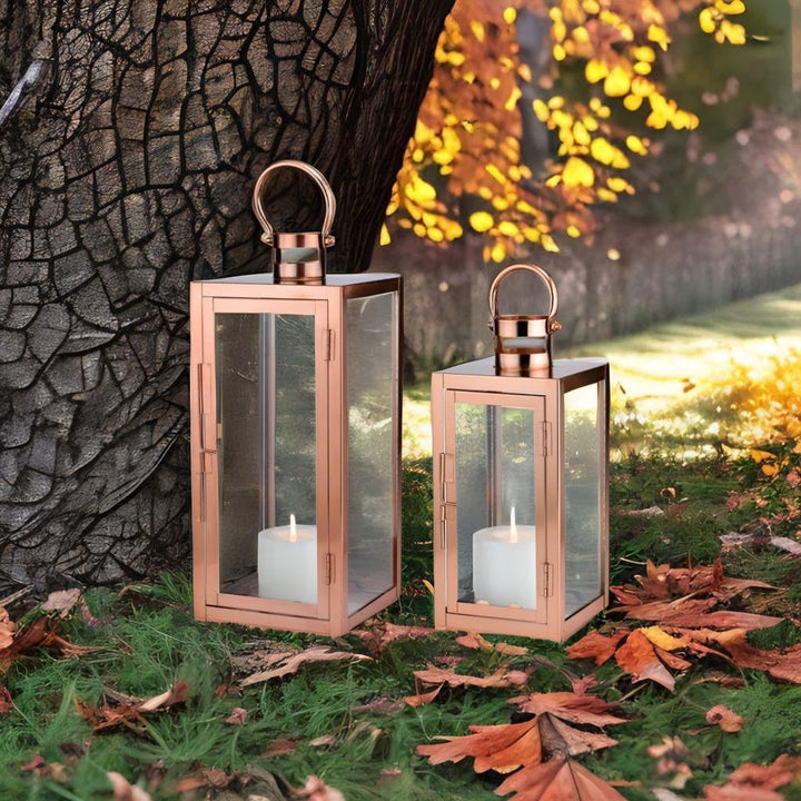 Marrakesch 2er Set Gartenlaterne Laterne 39cm &amp; 27,5cm | Laternen für Draussen Marra Kupfer modern a
