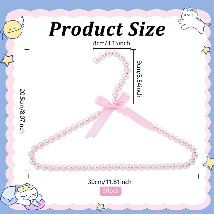 INFUNLY 30 Stück Rosa Perlen Kleiderbügel 11.4 x 8.7 Rosa Perlen Perlen Kleiderständer Kleiner Perle