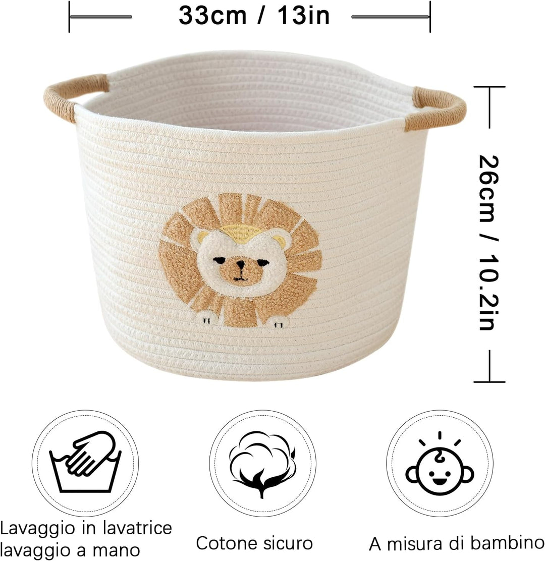Aufbewahrungskorb Kinder Korb Geflochten Wäschekorb Kinderzimmer Wickeltisch Organizer Korb Mit Löwe