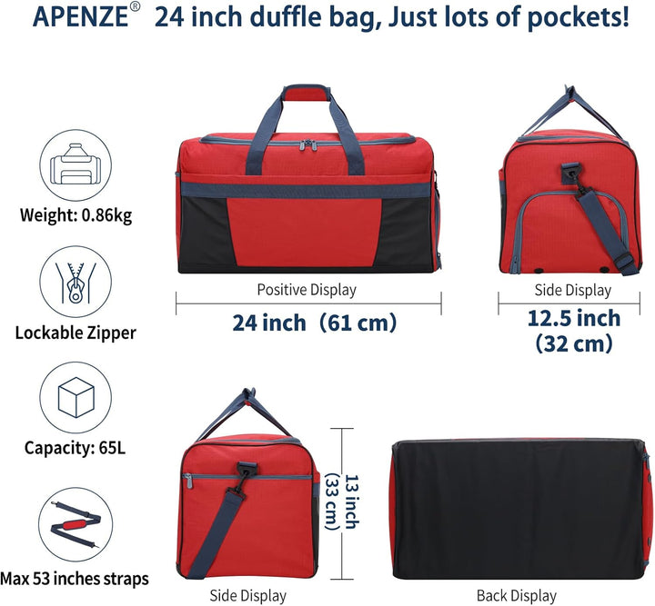 Apenze 65L Sporttasche & Reisetasche Herren Gross - mit Schuhfach und Nassfach - Gym Bag Tasche für