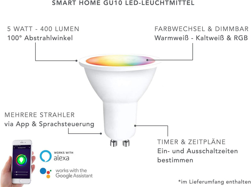 lambado® LED Bodenstrahler für Aussen mit RGB Farbwechsel dimmbar - Alexa & Google Home steuerbar pe