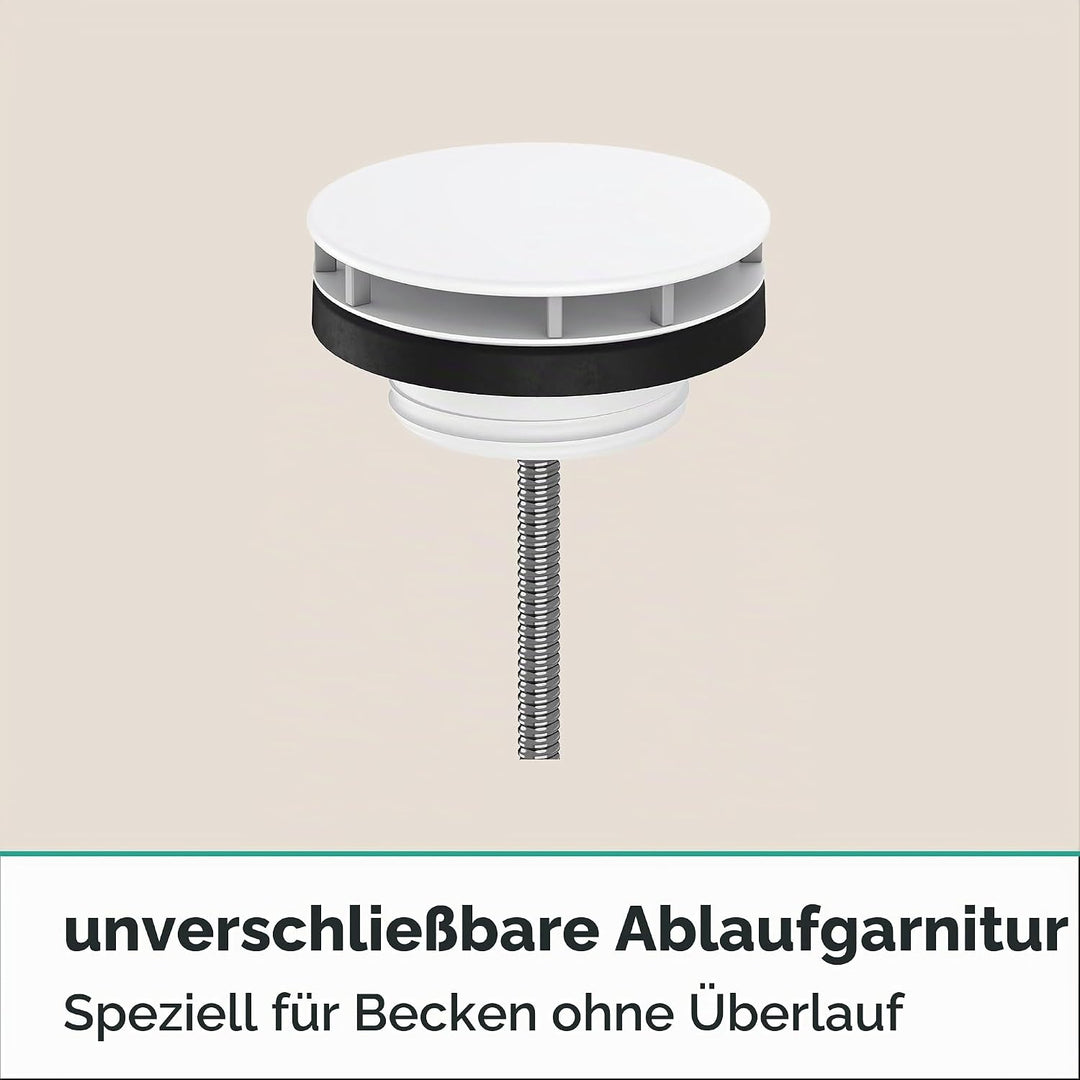hansgrohe Ablaufgarnitur nicht verschliessbar für Waschbecken, Mattweiss Matt-weiss, Matt-weiss