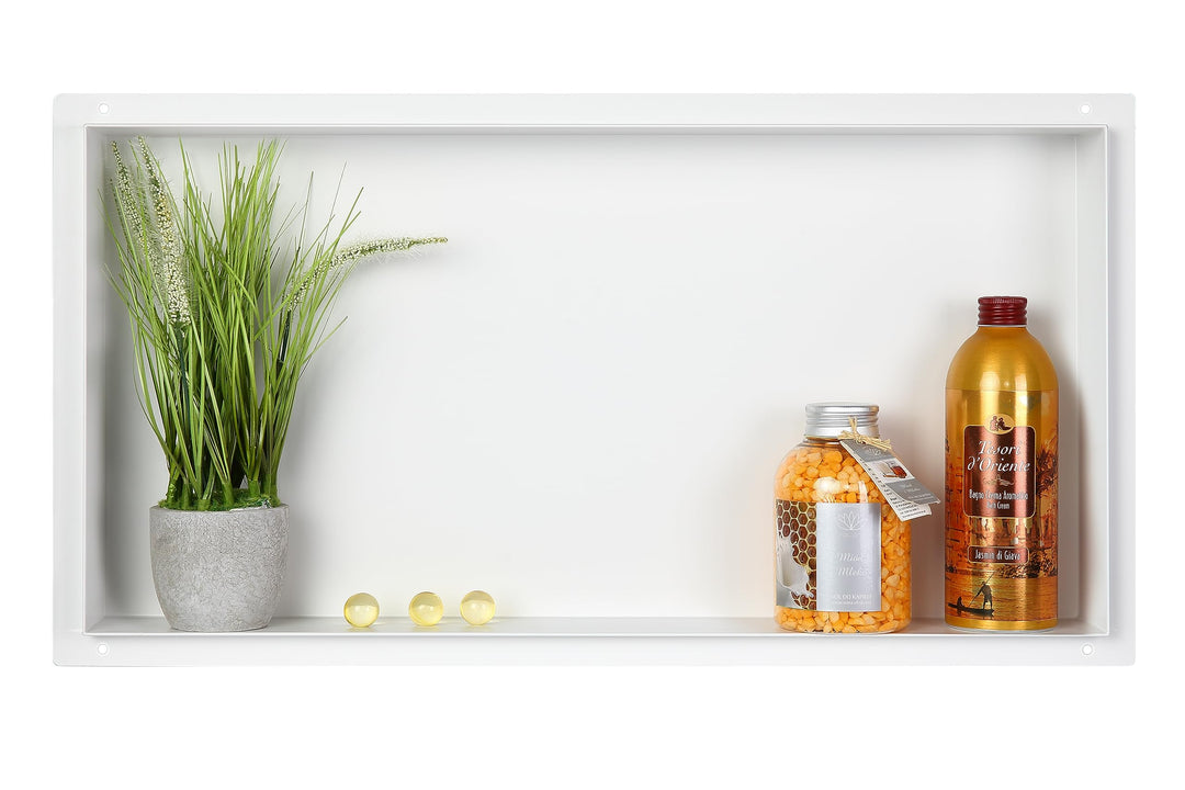 Wall-Box NO Rim - Weiss Nische Edelstahl - Weiss Wandnische Dusche - Wasserdicht - Flexibler Nischen