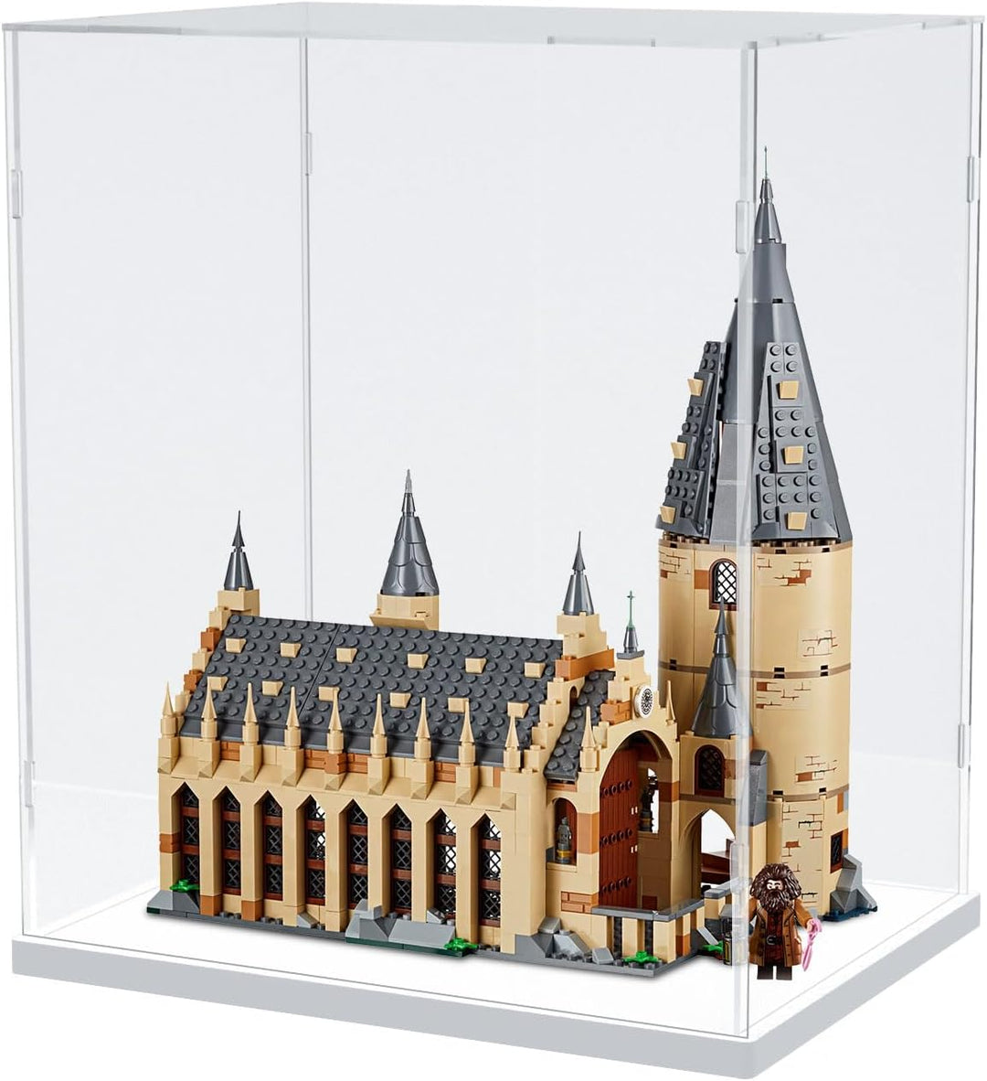 Nynelly Vitrine für Sammler, Vitrine aus Acryl für Figuren, transparente Acrylbox mit weisser Basis,