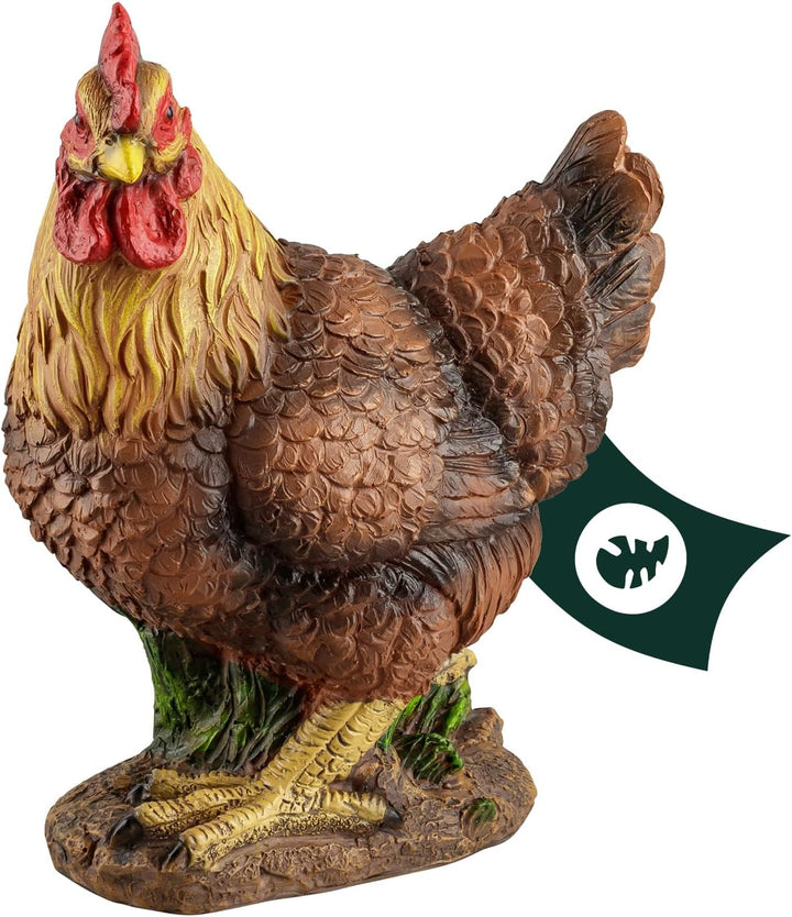 VERDOBA Garten Figur Huhn aus Kunstharz, braun, handbemalt - Henne Dekofiguren Garten Deko Gartenfig