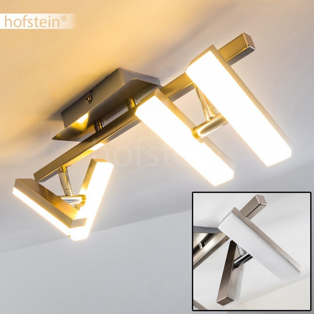 LED Deckenleuchte Sakami, Deckenleuchte in Nickel-matt, 4-flammig, mit 4 verstellbaren Strahlern, je