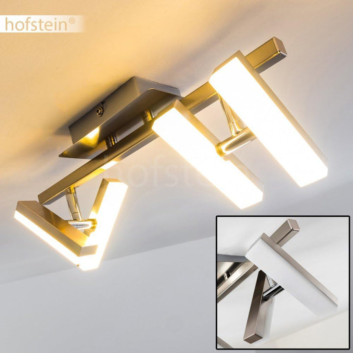 LED Deckenleuchte Sakami, Deckenleuchte in Nickel-matt, 4-flammig, mit 4 verstellbaren Strahlern, je