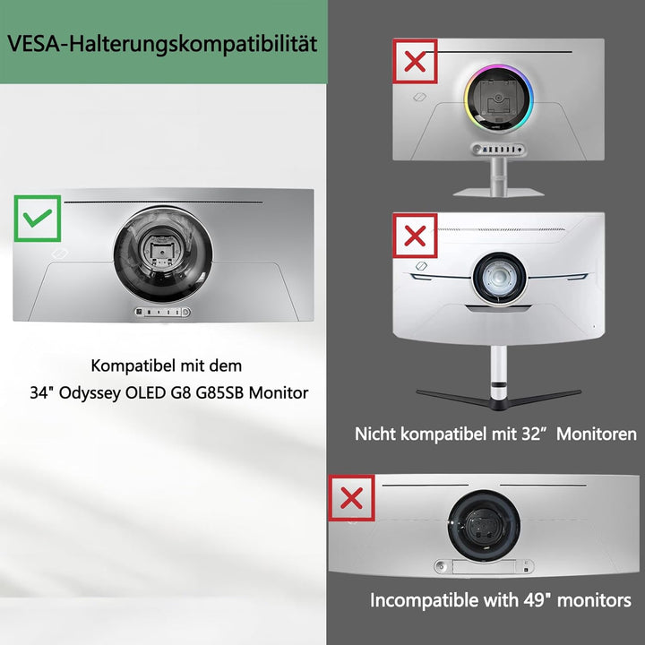 OLED G8 Halterung Wandhalterung 34 Zoll Kompatibel mit Samsung G8 G85SB G85SD Monitor LS34BG850SUXEN