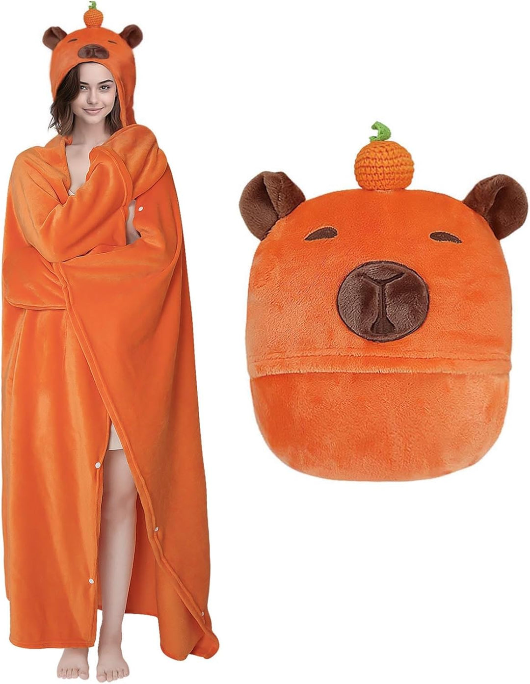 MSISILY Tragbare Decke Hoodie Kuscheldecke Mit Ärmeln, Decke Zum Anziehen Grosse Capybara Decke Gesc