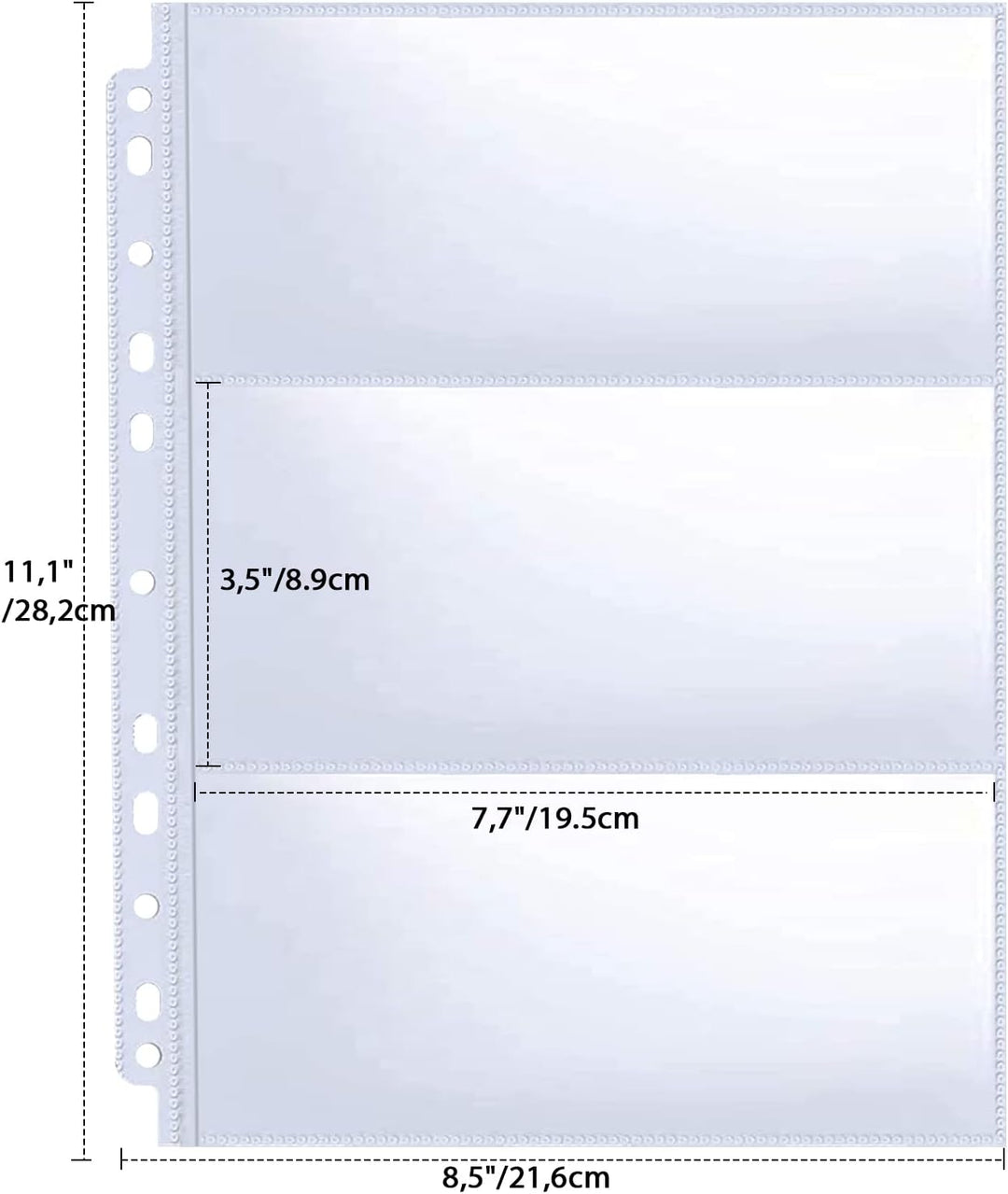 30er-Pack 180 Taschen 11-Loch Banknoten-Hüllen, Nachfüllseite für Bargeldsammelalben, Doppelseitige