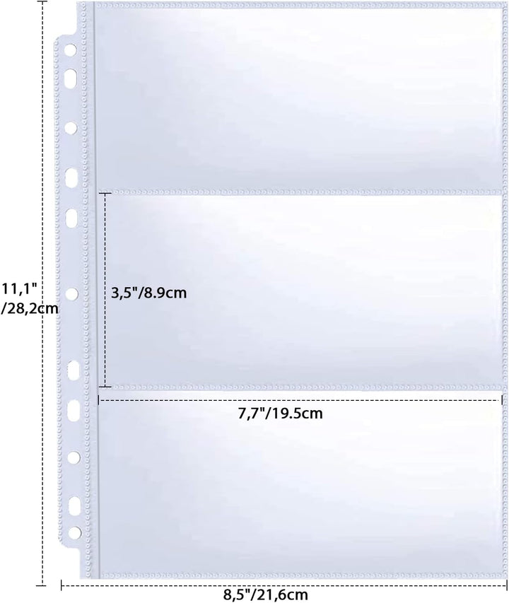 30er-Pack 180 Taschen 11-Loch Banknoten-Hüllen, Nachfüllseite für Bargeldsammelalben, Doppelseitige