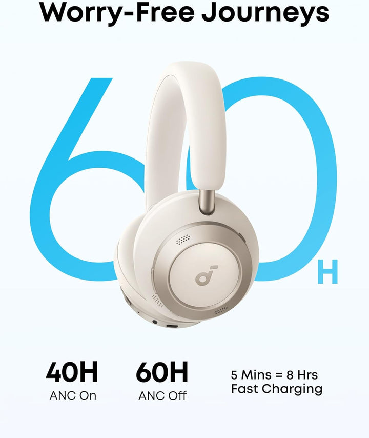 soundcore Space One Pro by Anker, Kopfhörer mit adaptiver aktiver Geräuschunterdrückung, super faltb