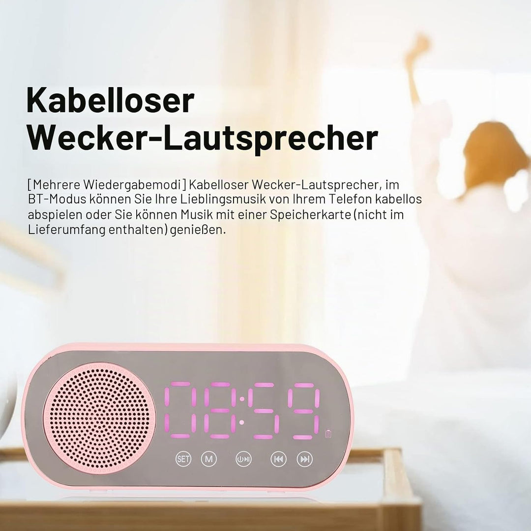 PUSOKEI Digitaler Wecker mit Bluetooth-Lautsprecher, UKW-Radio-Digitaluhr, Kabelloser HiFi-Wiedergab